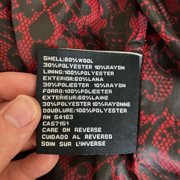 Guess red belted winter trench coat pea coat size Small - Picture 11 of 11